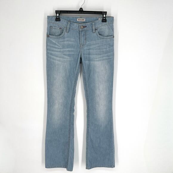 MEK Denim by Miss Me Kansas Bootcut Stretchy Jeans Size 28x34 Light Blue Wash - Picture 2 of 11